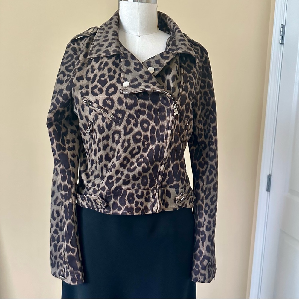 FATE Women's Leopard Moto Jacket - Size Small